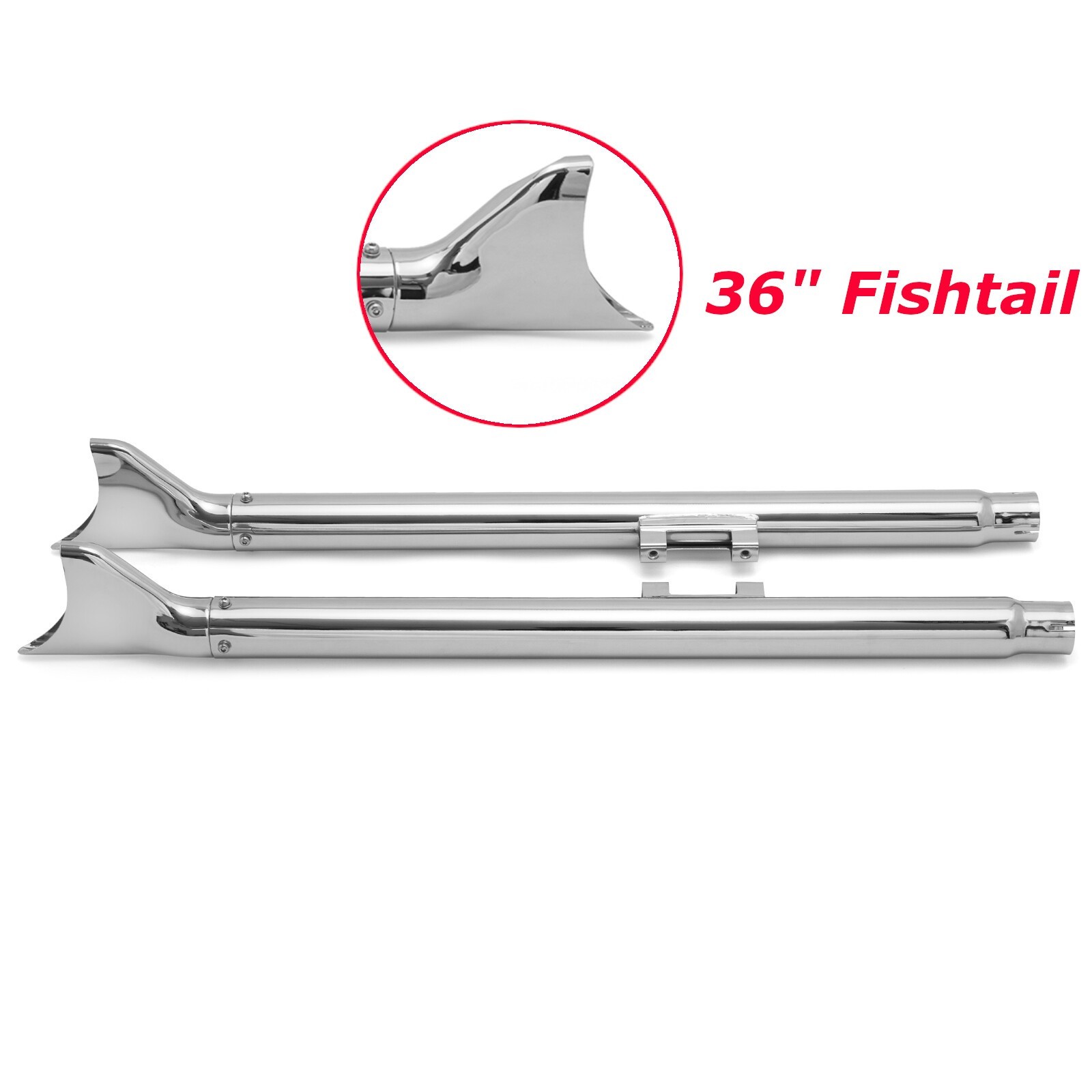 Chrome 36″ Fishtail Slip on Mufflers Dual Exhaust Pipes For Harley Softail 07-17