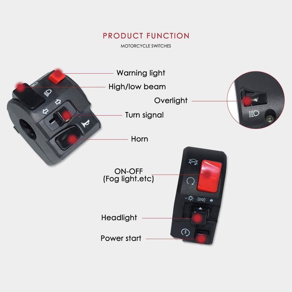 7/8″ Motorcycle Handlebar Horn Button Turn Signal Fog Light Controller Switch