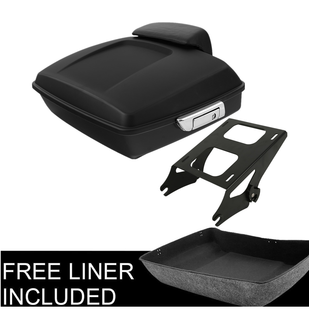 Matt Black Chopped Pack Trunk Pad Rack Fit For Harley Tour Pak Street Glide 14+