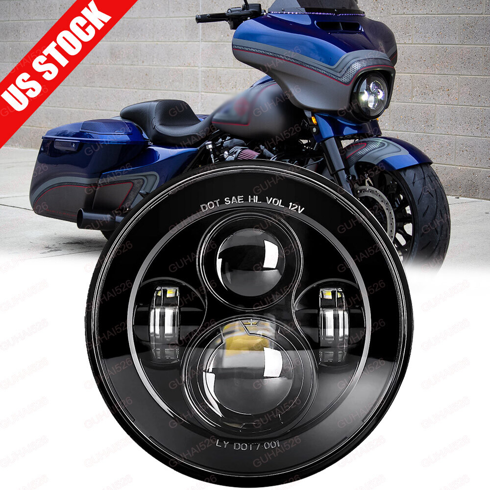 DOT 7″ inch LED Headlight Hi/Lo Beam Projector for Harley-Davidson Street Glide