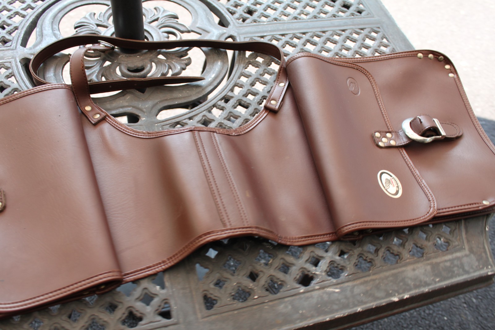 Vintage Rare Honda of Mineola Brown Vinyl Motorcycle Saddle Bags
