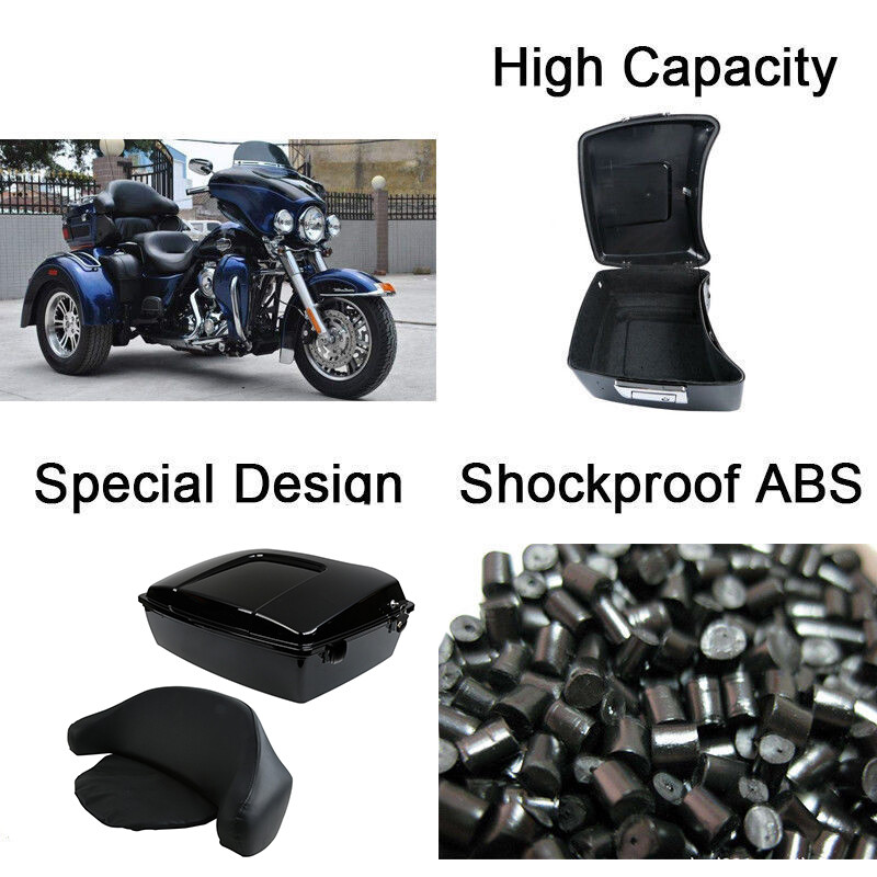 10.7” Chopped Trunk Pad & Mount Rack Plate Fit For Harley Touring 1997-2008