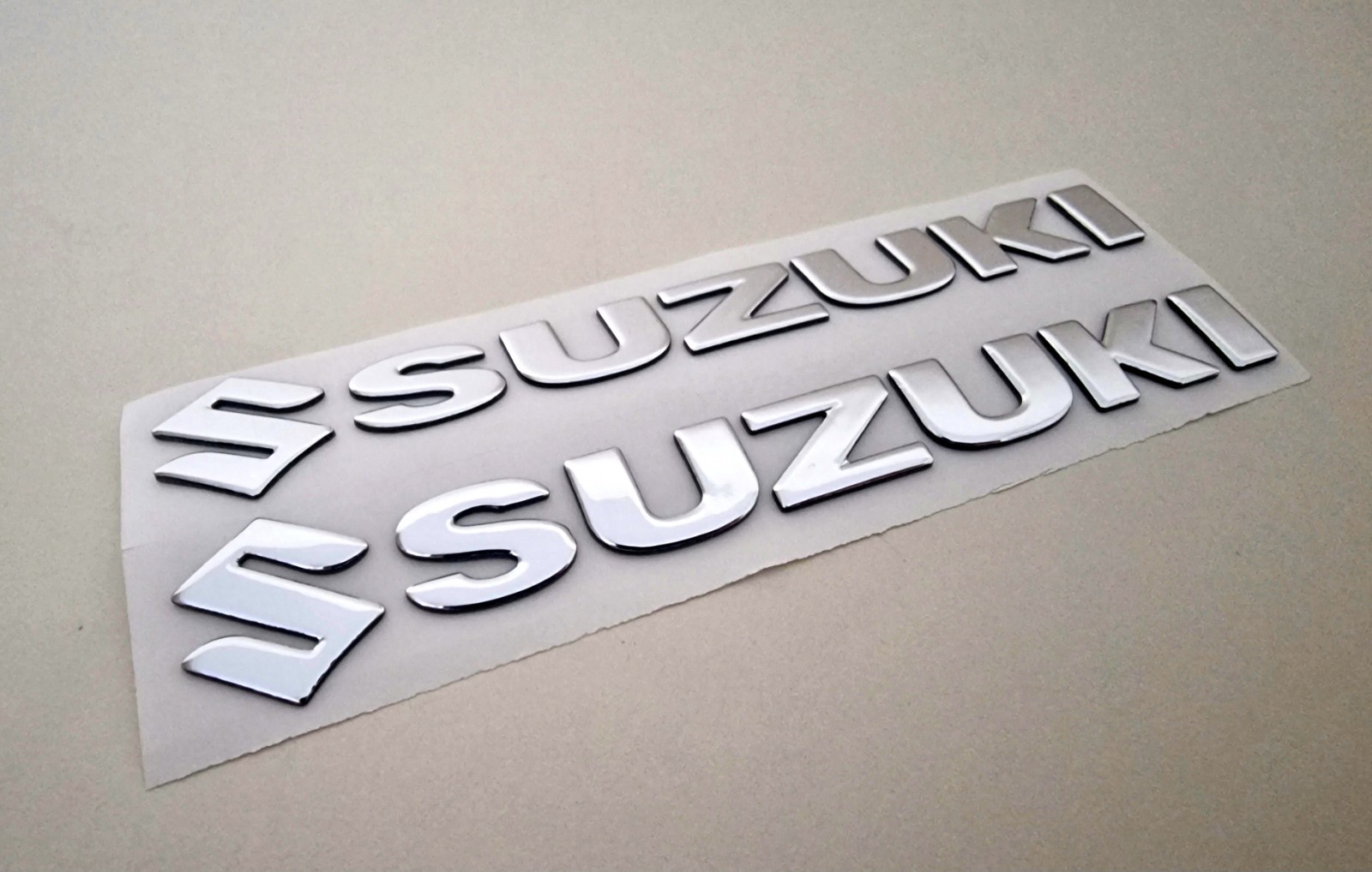 Suzuki Silver / Chrome 3D Badge Letters Emblem Logo Stickers Graphics Decals
