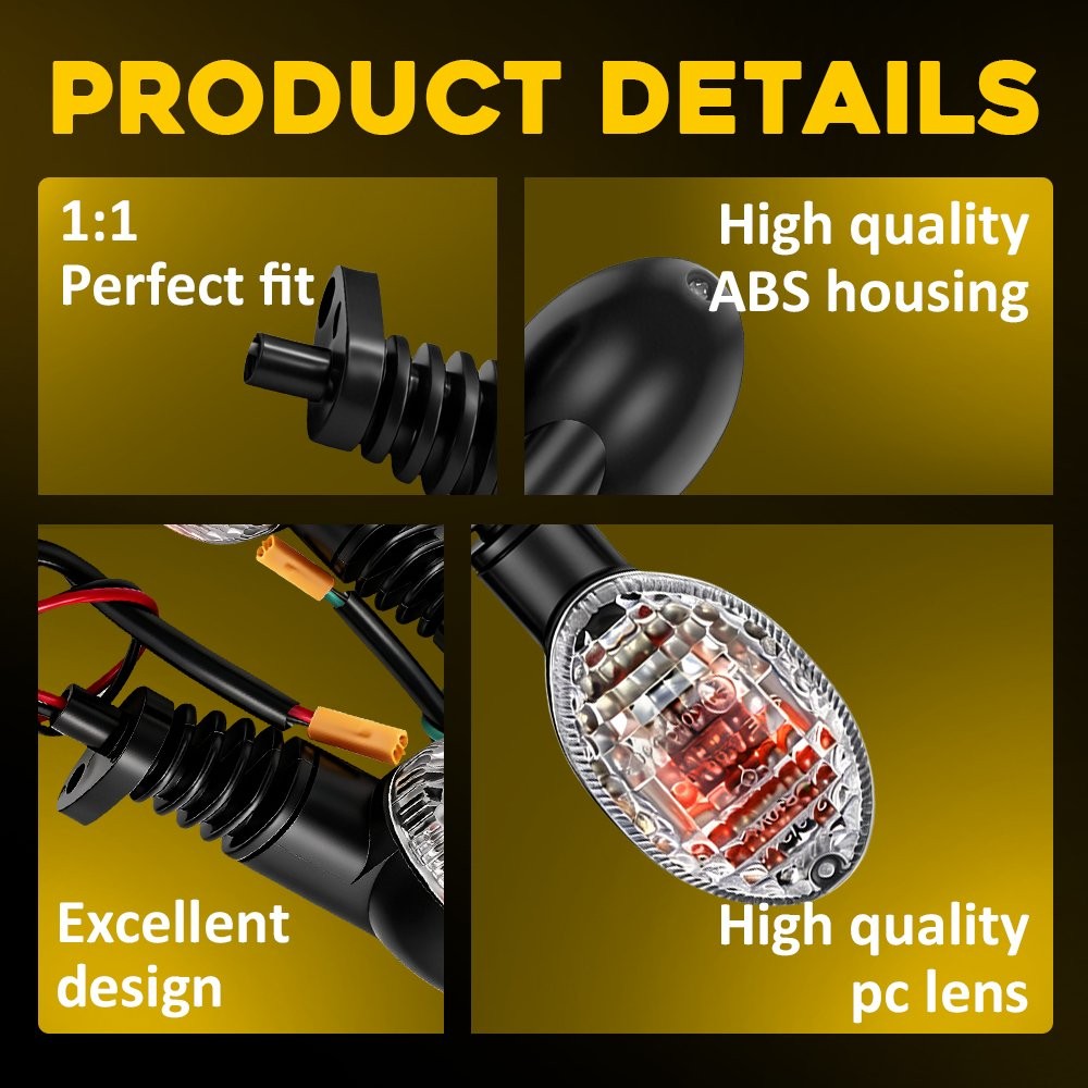 2X Clear Lens Motorcycle Turn Signal Light Lamps For KAWASAKI KLX250 2018-2020