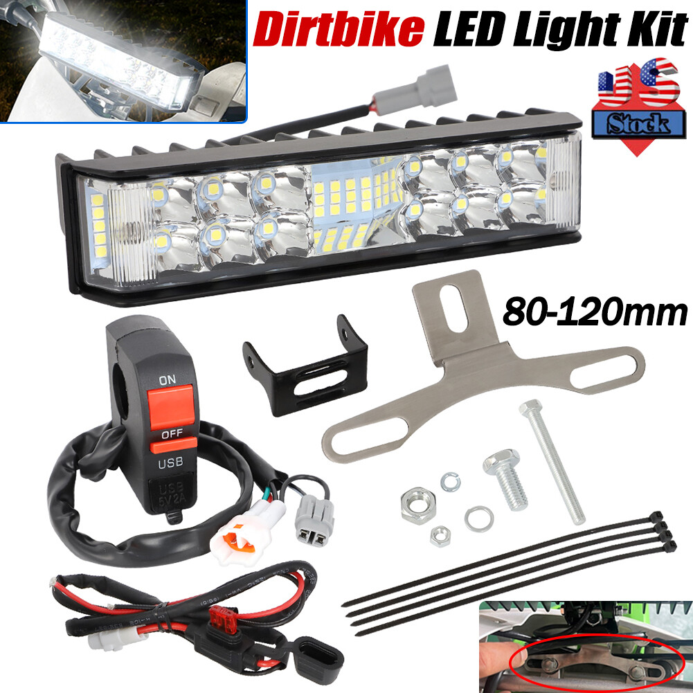 LED Headlight Light Bar Lighting Kit For Honda Kawasaki Yamaha Suzuki Dirt Bike