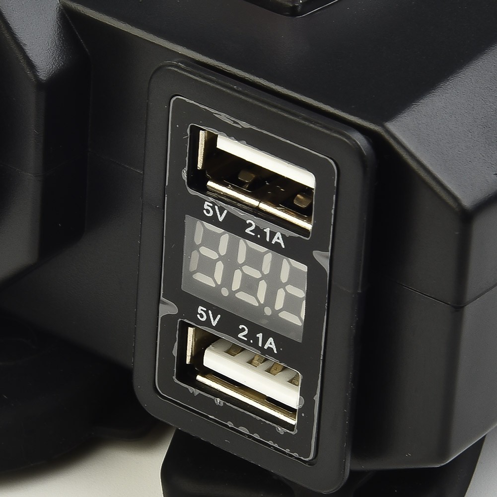 Motorcycle USB Charger Outlet Voltmeter Switch Plastic Metal 12V Accessories