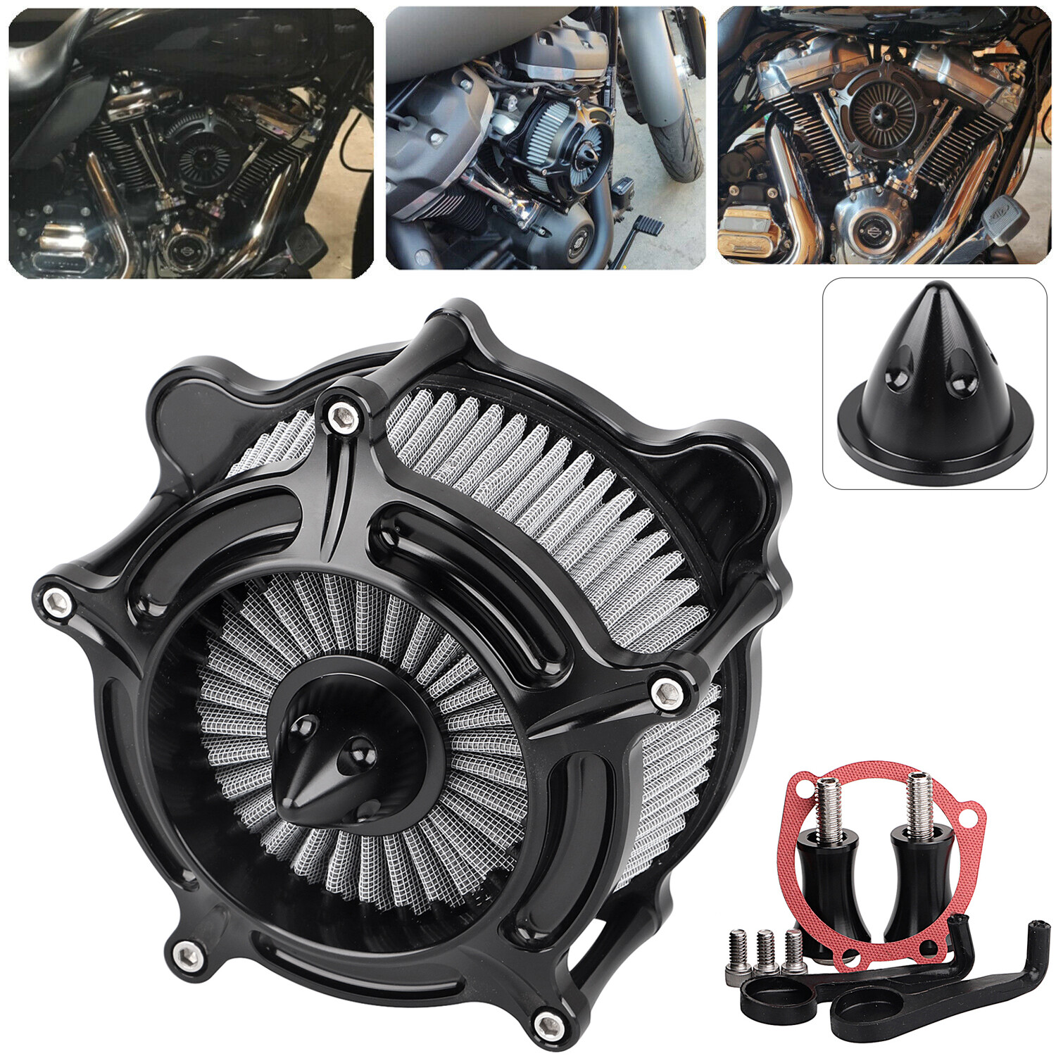 Gray Air Cleaner Intake Filter For Harley Softail Electra Street Road Glide King