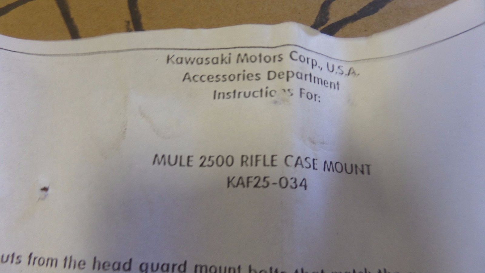 NOS Kawasaki Mule 2500 Rifle Case Mount Gun Boot IV KAF25-034