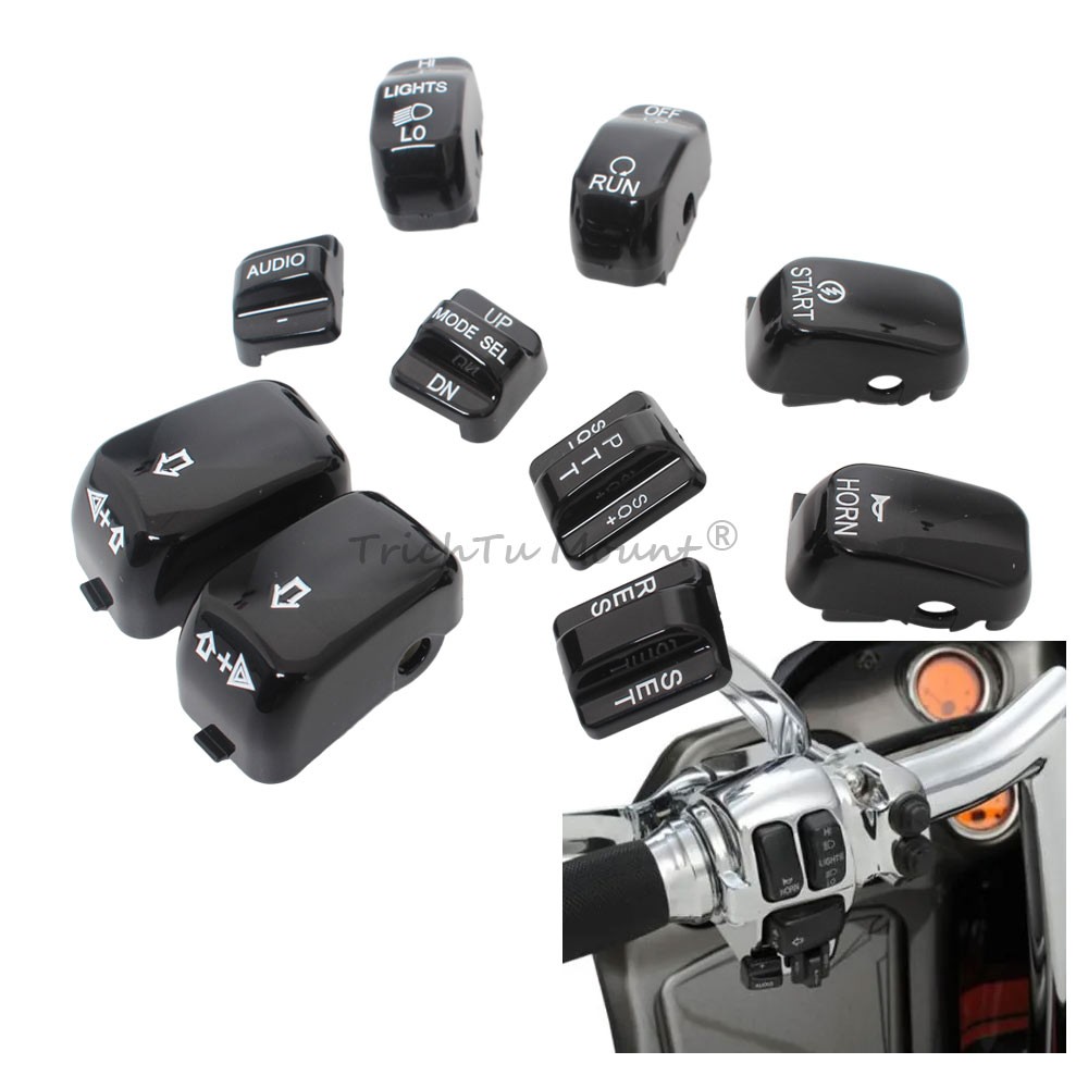 Hand Control Switch Caps Black Fit for Harley XL Dyna Electra Street Glide 96-13