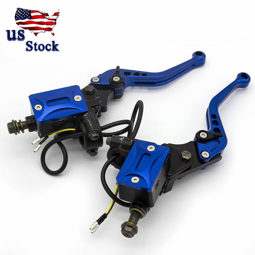CNC 7/8″ Blue Motorcycle Hydraulic Brake Clutch Master Cylinder Reservoir Levers