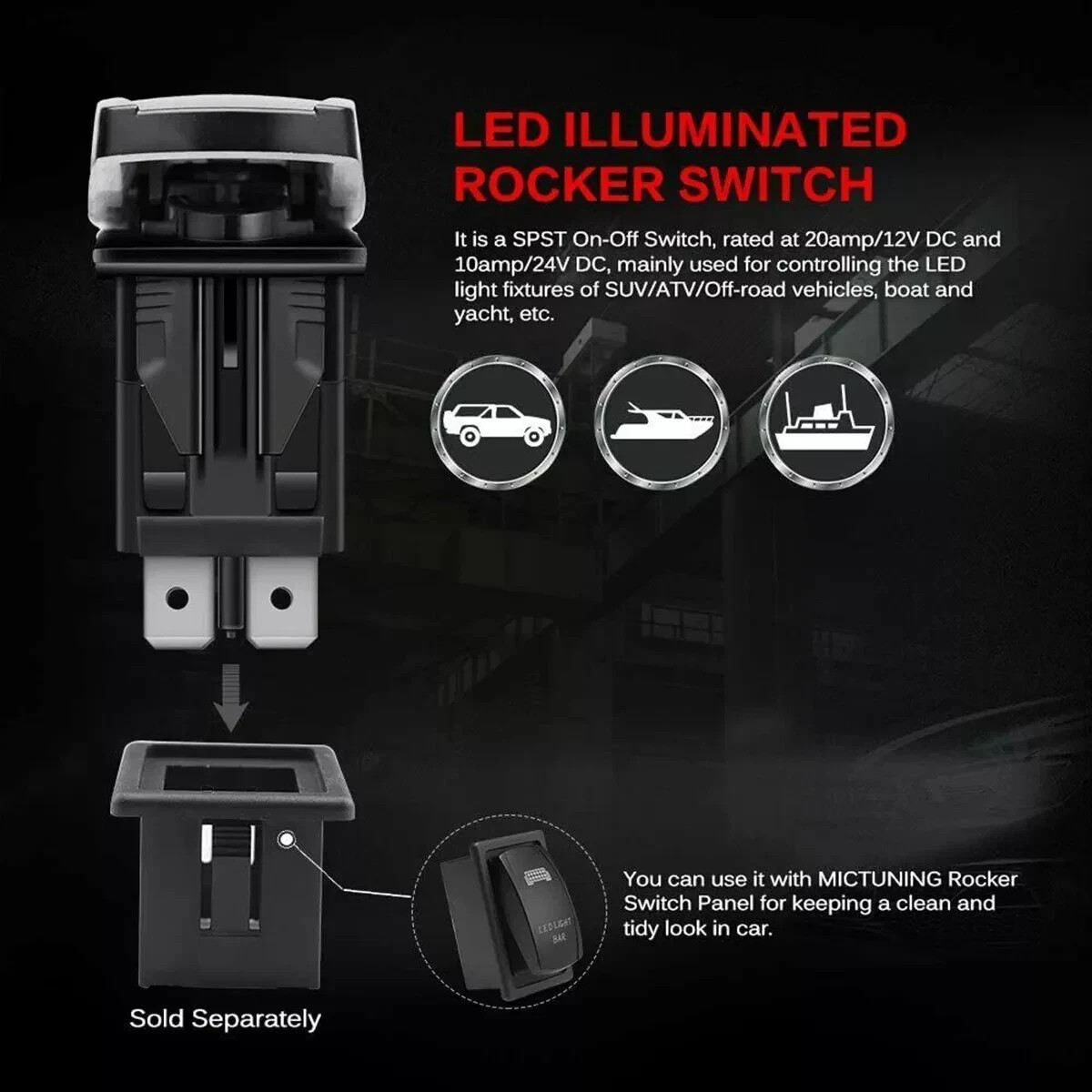 New Backlit Light Control Rocker Toggle Switch Button For ARB Carling OFF ROAD