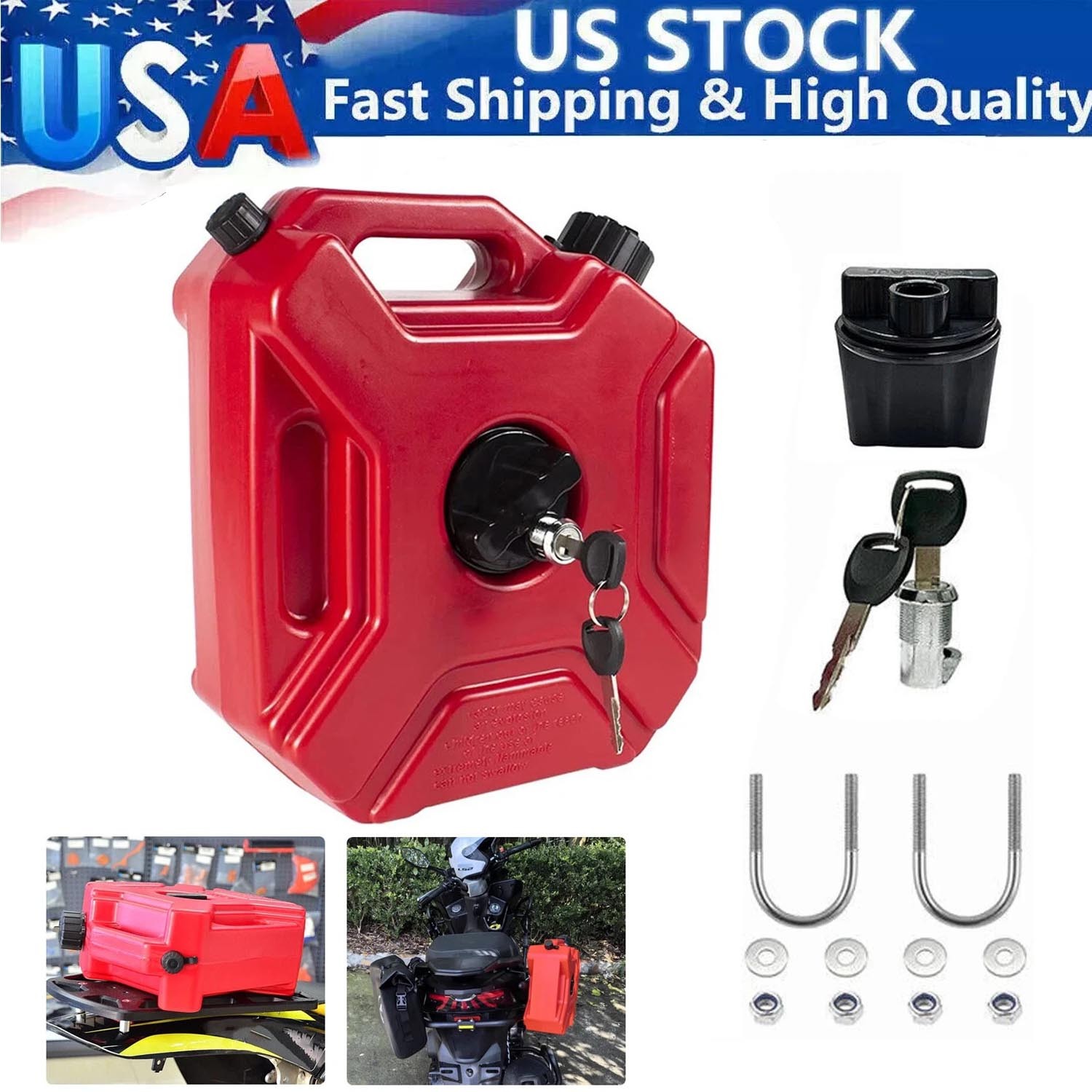1.3Gallon 5L Extra Gas Can Petrol Spare Tank Container For Car For Motorcycles