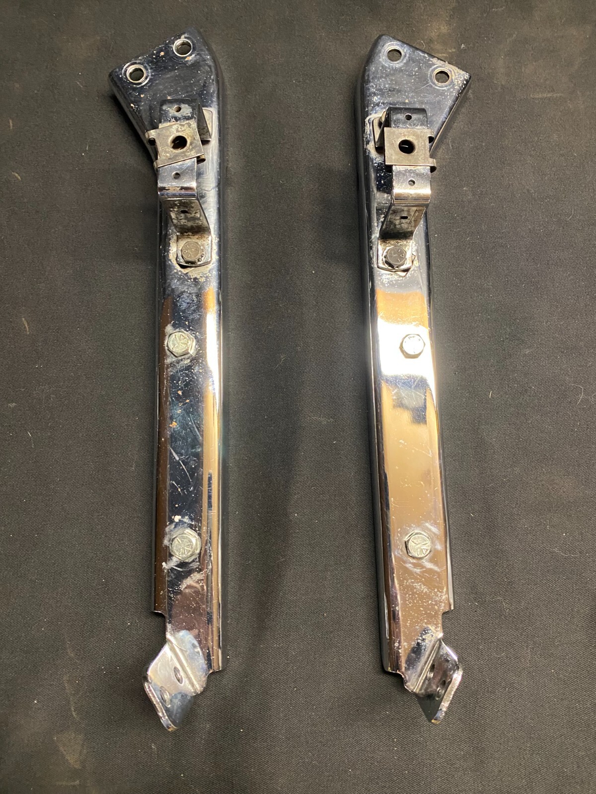 Chrome Left & Right Saddlebag Rail Support Brackets OEM Harley Touring 1985-2008