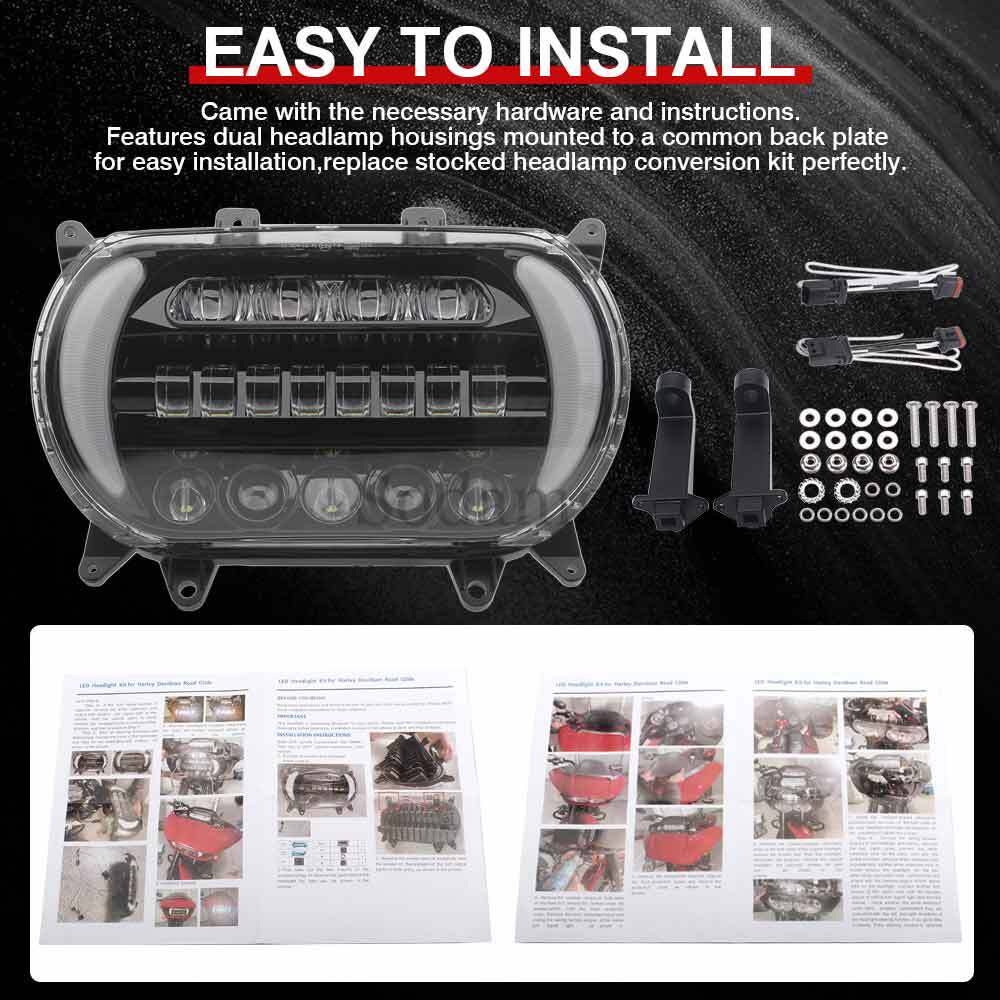 LED Cold White Headlight Turn Signal Lamp For HARLEY Touring Road Glide 2015-25