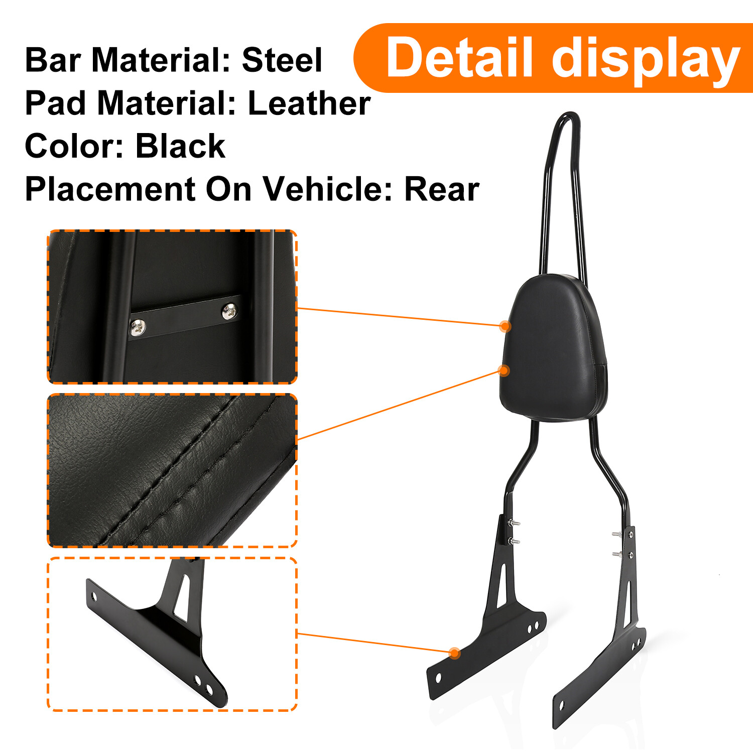 Detachable Upright Tall Sissy Bar Backrest For Harley Dyna Street Bob FXDB 06-17