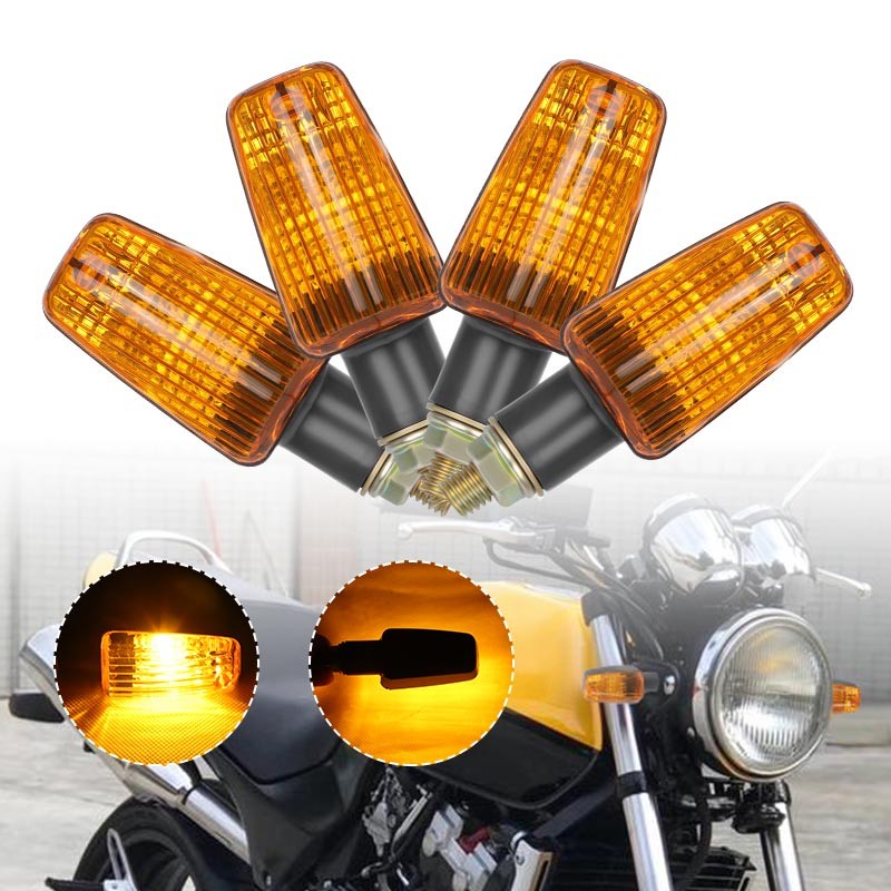 4X Motorcycle Indicators Motorbike Turn Signal Lights Amber Bulb Universal 10mm