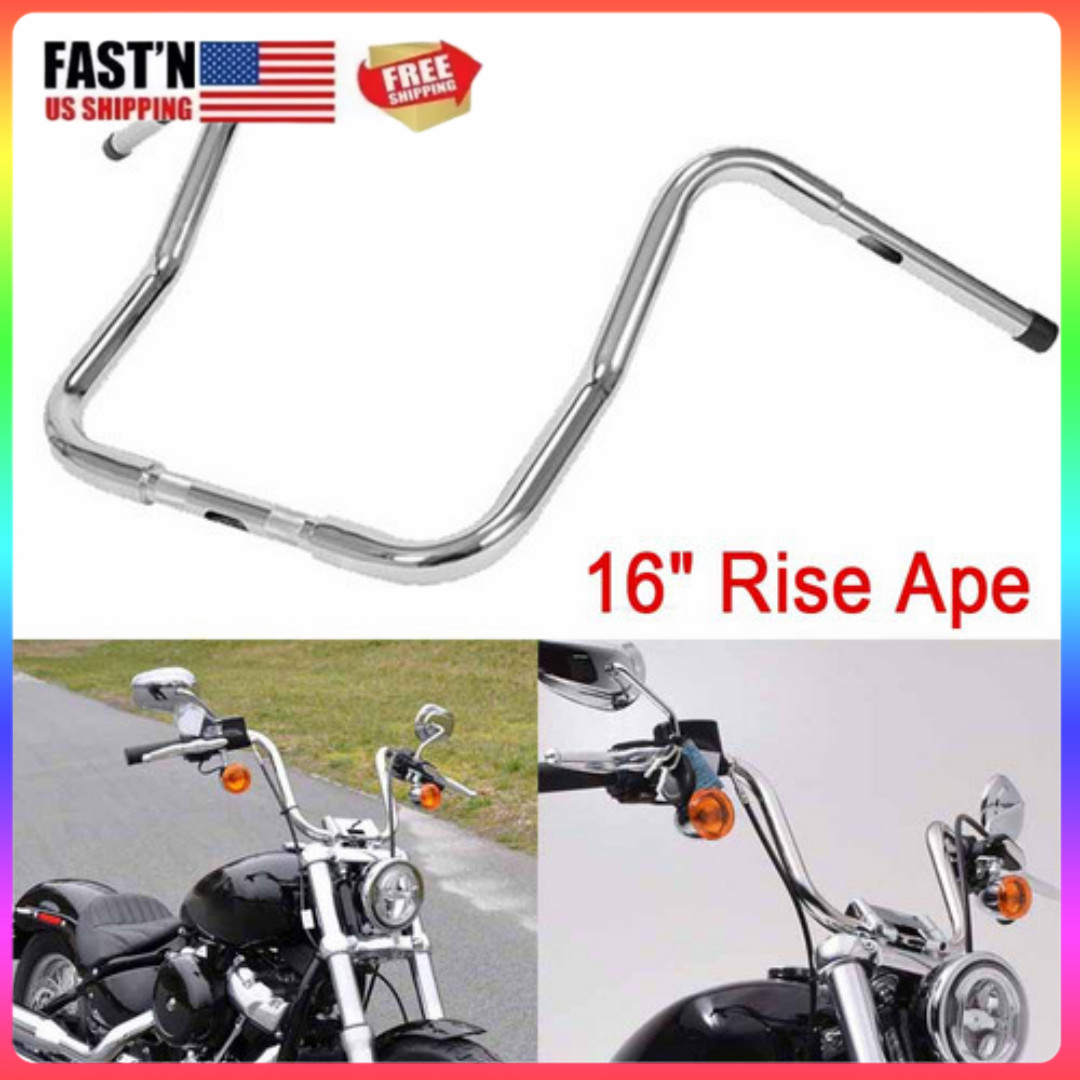 16″ Rise Chrome Ape Hanger Bars 1.25″ Fit For Harley Softail FLST FXST