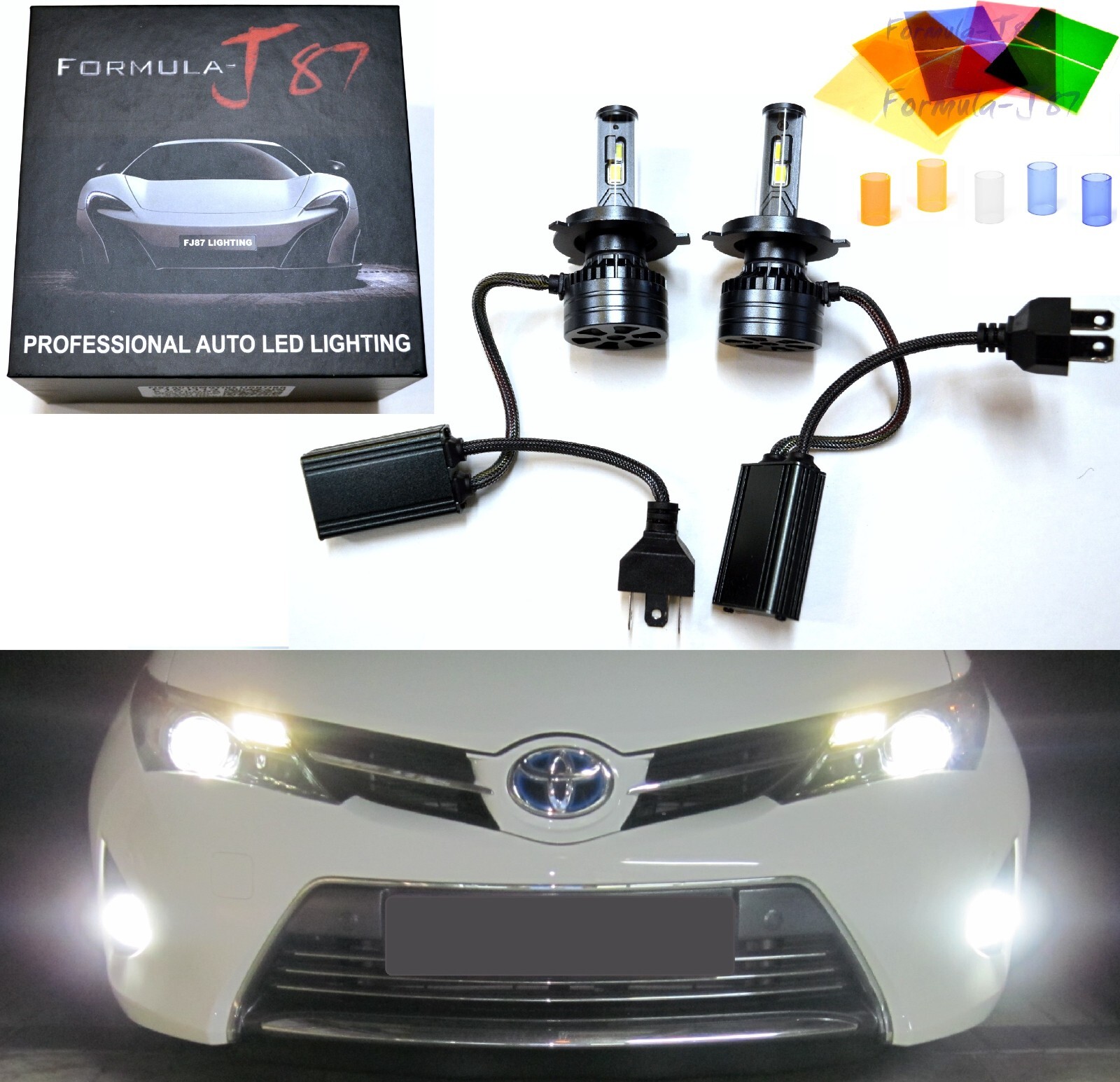 LED Kit F15 140W 9003 HB2 H4 5000K White Two Bulbs Head Light Replace Stock Lamp