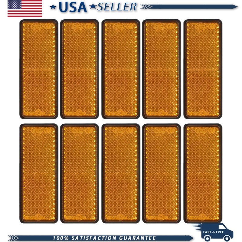 10 Pack Yellow Self Adhesive Rectangle E11 Approved Road Safety Reflectors Mailb