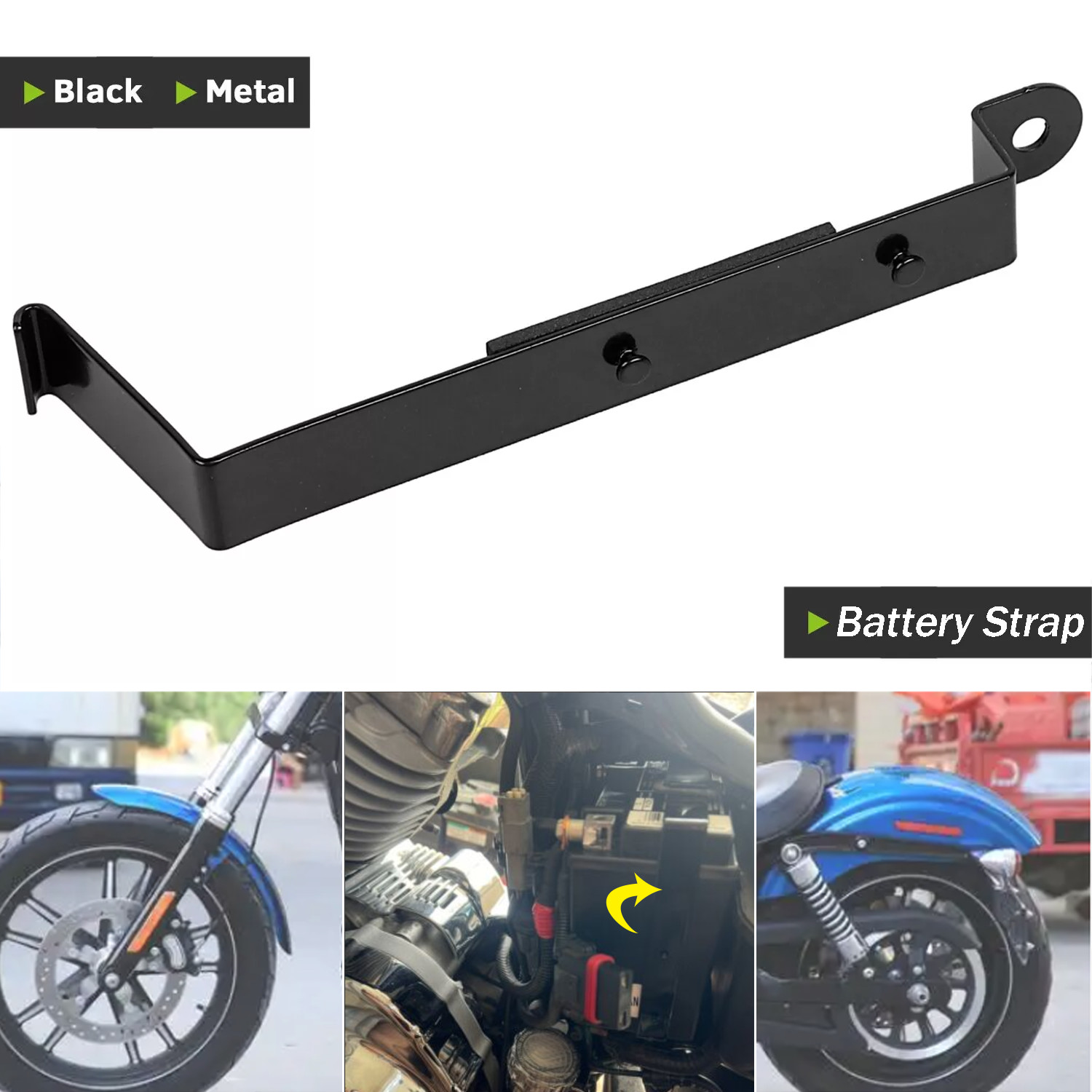 Black Metal Battery Hold-Down Strap Tie Bar For Harley Sportster XL 2004-2013