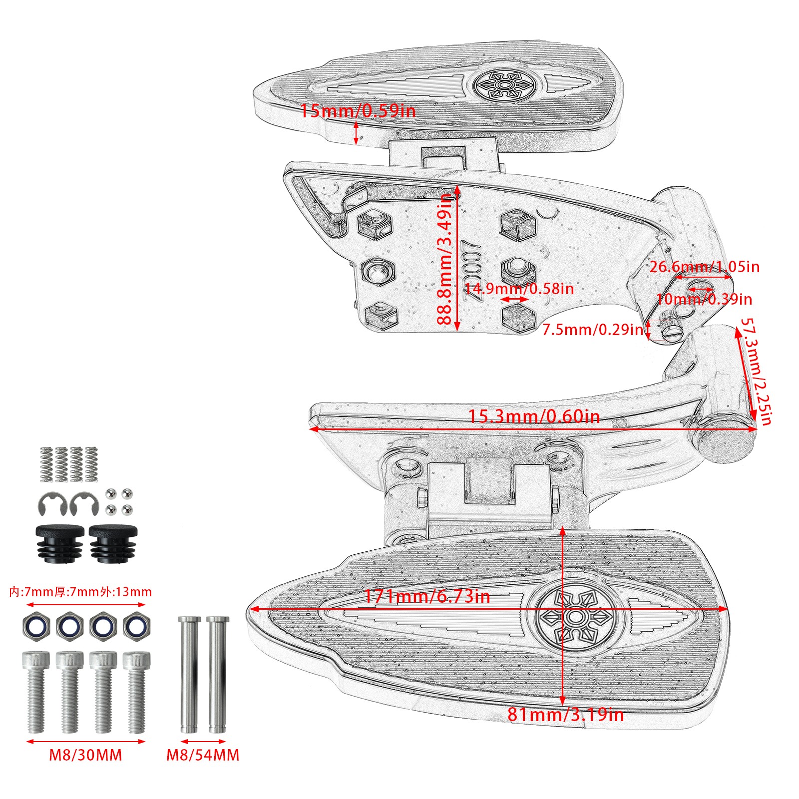 Passenger Floorboard For Indian Roadmaster Chief Dark Horse Challenger Pursuit