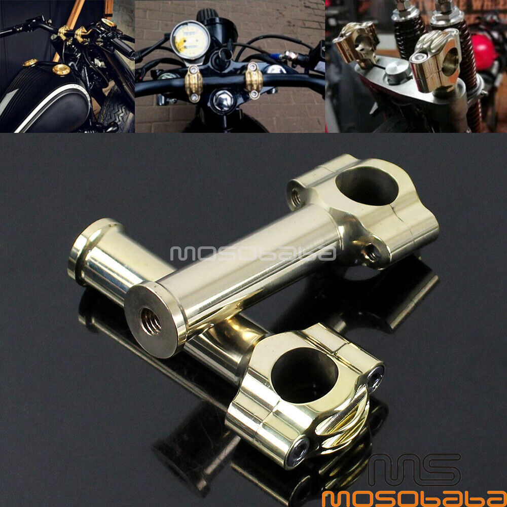 Brass 5.5” Rise Handlebar Riser Mount Kit For Harley Cafe Racer Models 1″ Bars