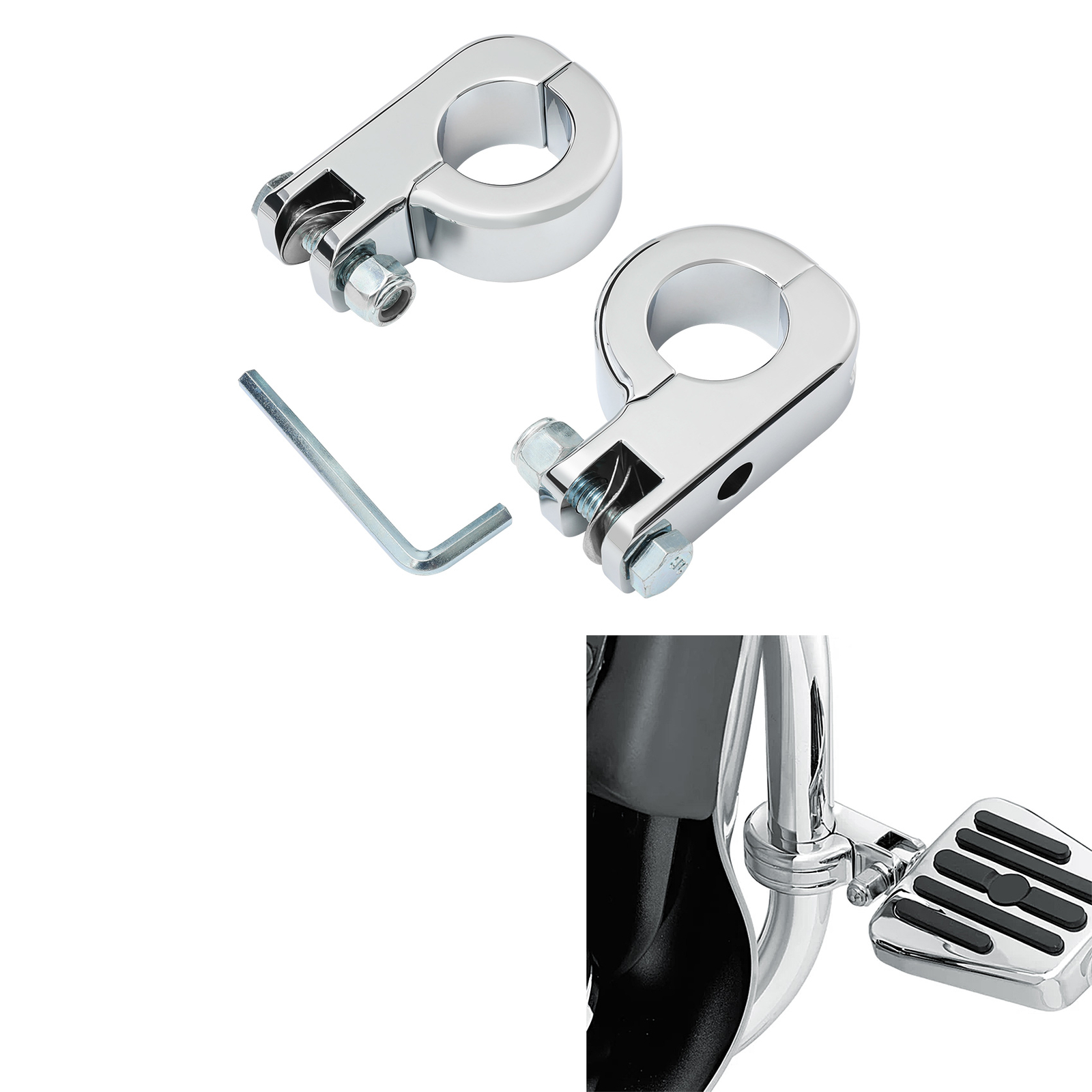 Motorcycle Highway Crash Bar Mount Foot Peg Clamp 1.25″ Fit For Harley