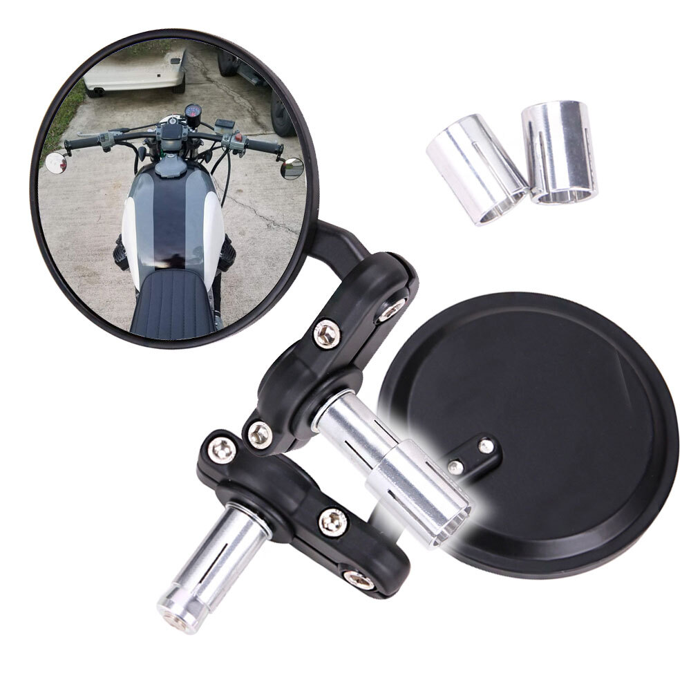 7/8″ 22mm Motorcycle Rear View Black Handle Bar End Side Rearview Mirrors L&R