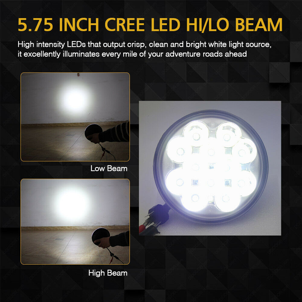 Brightest 5-3/4″ 5.75″ inch LED Projector Headlight DRL for Motorcycle Motor