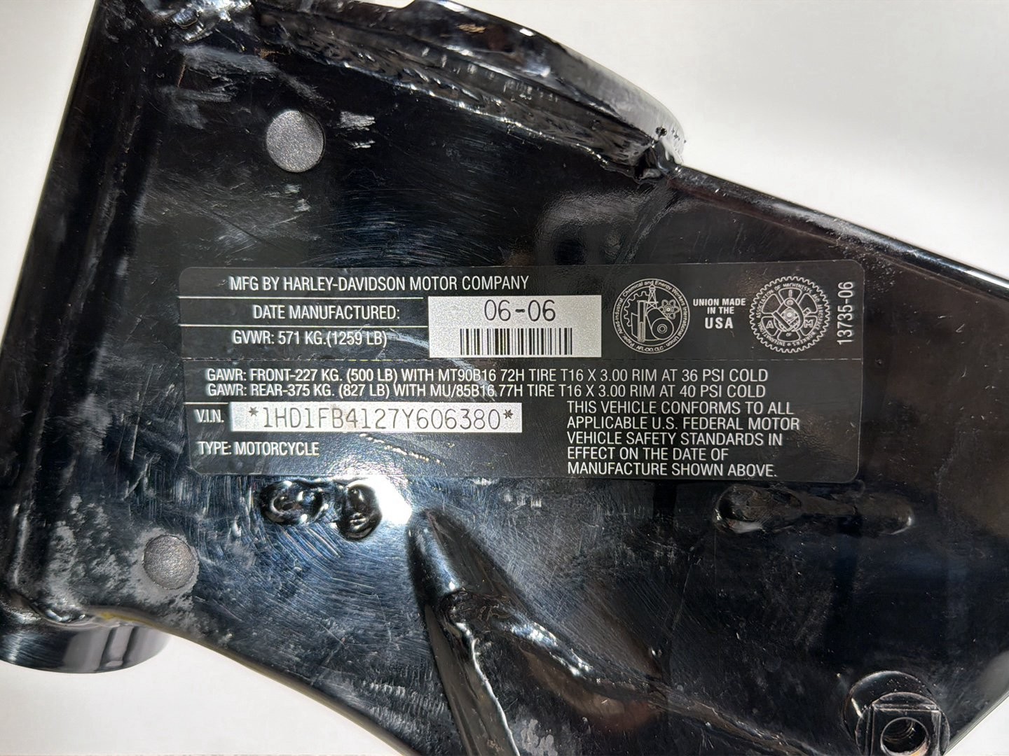 2007 Harley Road King Touring FLHR OEM Body Main Frame Chassis SLVG