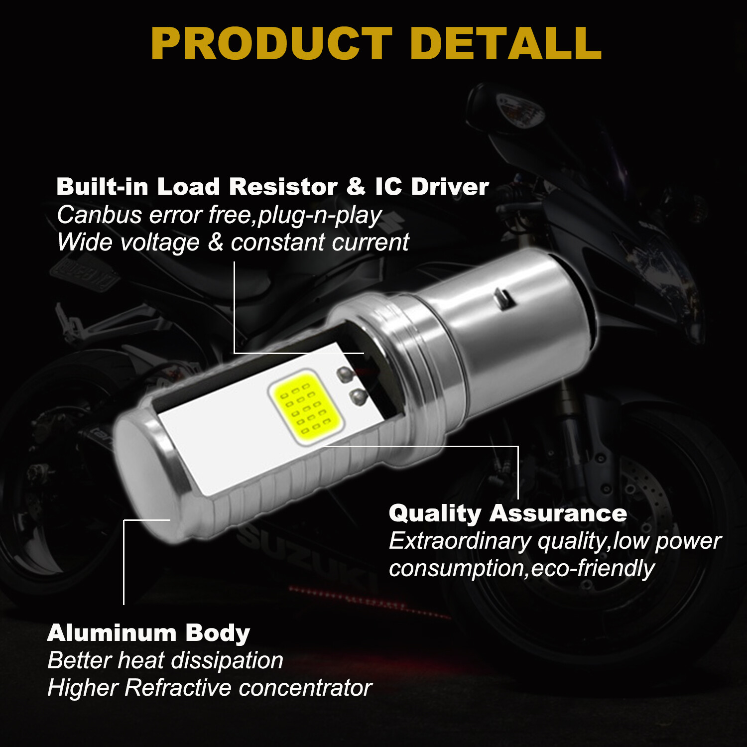 Bright White AC/DC LED bulb for KTM BILUX-BULB 12V 35/35W BA20D pn 44111038000