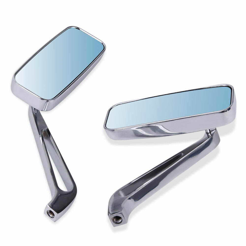 Chrome Rectangle Motorcycle Rearview Side Mirrors For Harley Honda Suzuki Yamaha