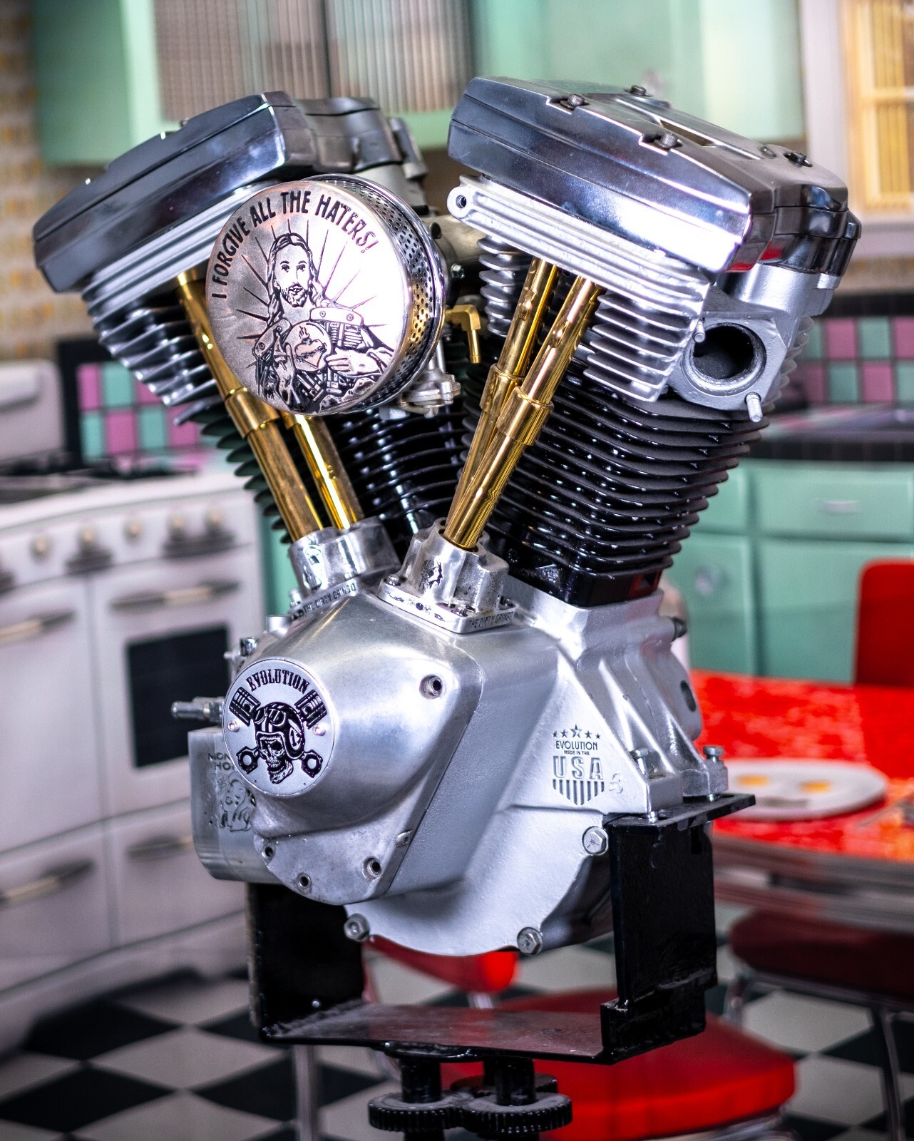 Polished Aluminum Skull Evo Evolution Points Timing Cover for Harley Davidson