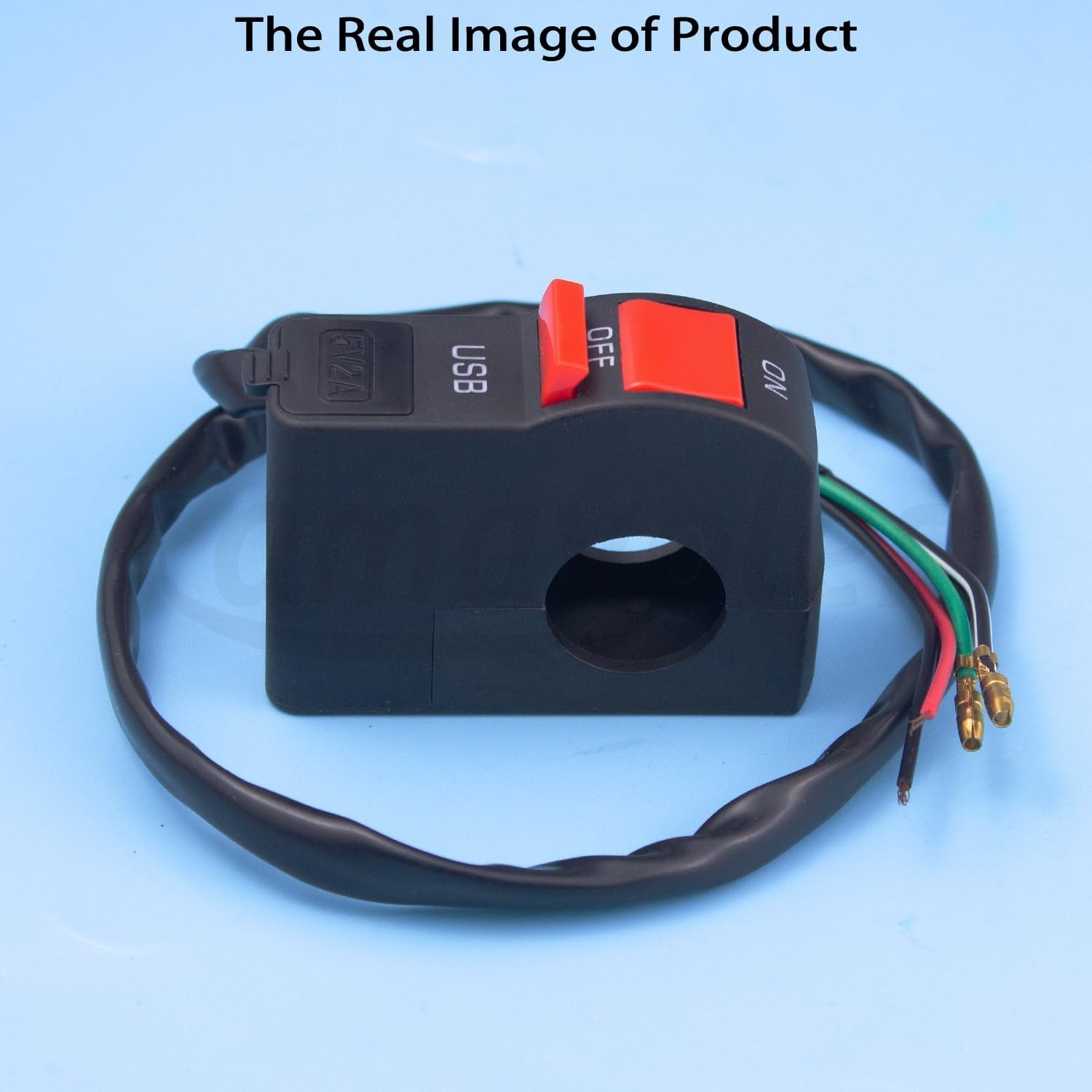 7/8 Motorcycle Handlebar On Off Push Button Switch 12V5A USB Charger Headlight