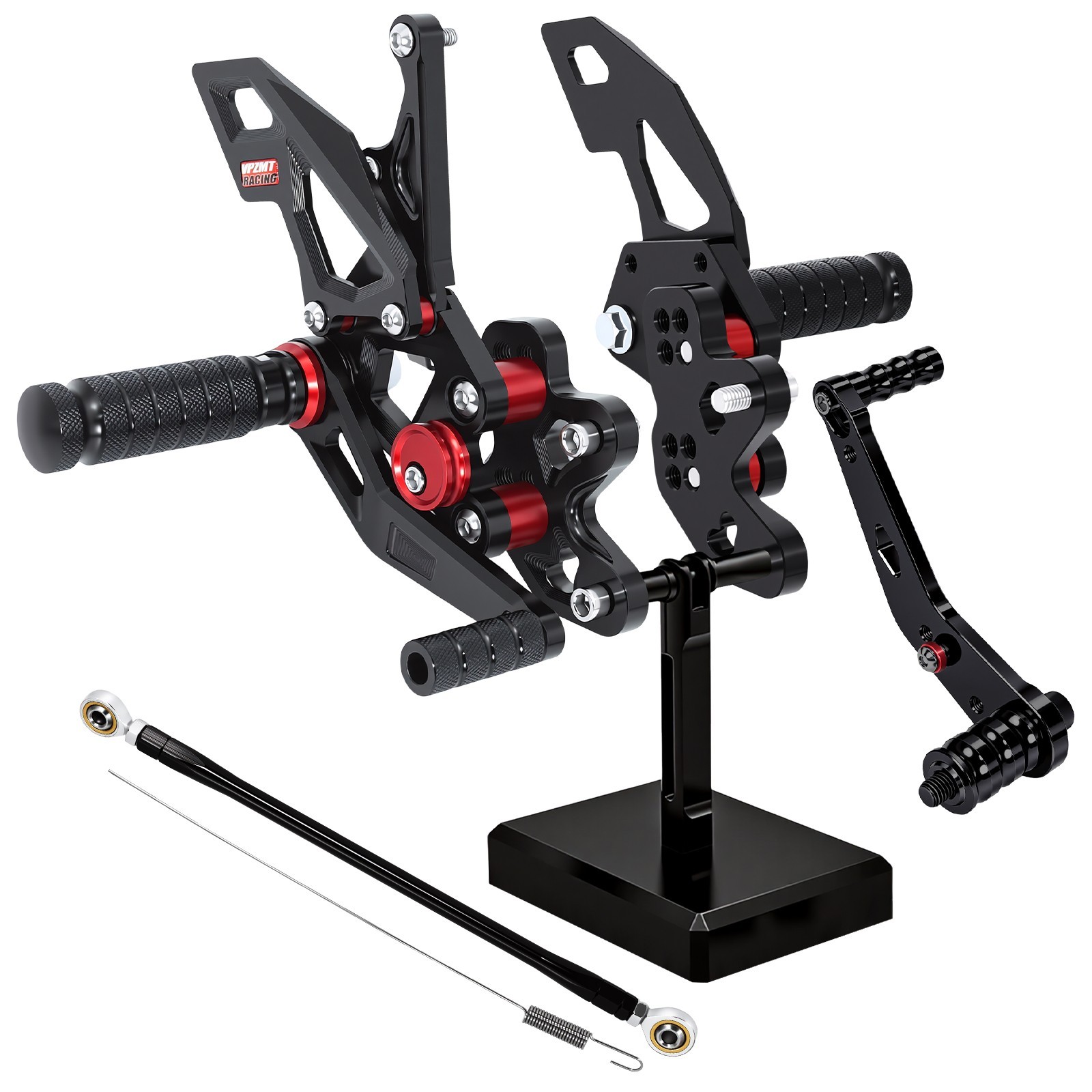 Rearset Foot Pegs Footrests Fully Adjustable Foot Boards for Suzuki GSXR, Black