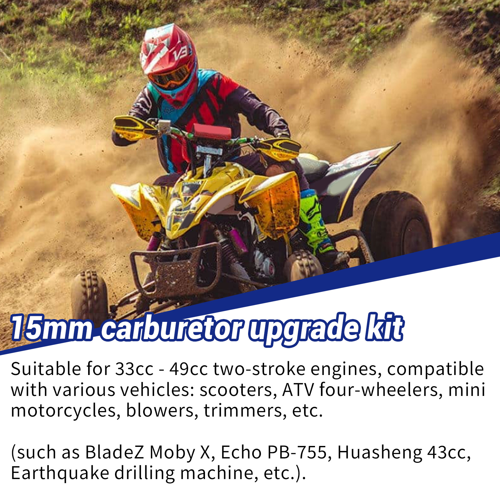 15mm Carburetor Upgrade Kit For 2 Stroke 43cc 47cc 49cc Standup Gas Scooter ATV