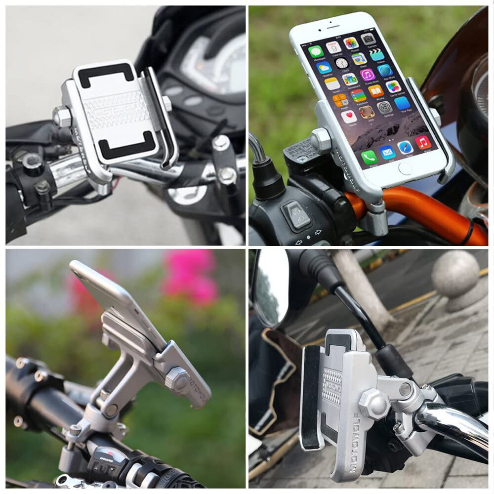 Cell Phone Mount Holder Motorcycle Bike Bicycle 360 Rotation Handlebar Install