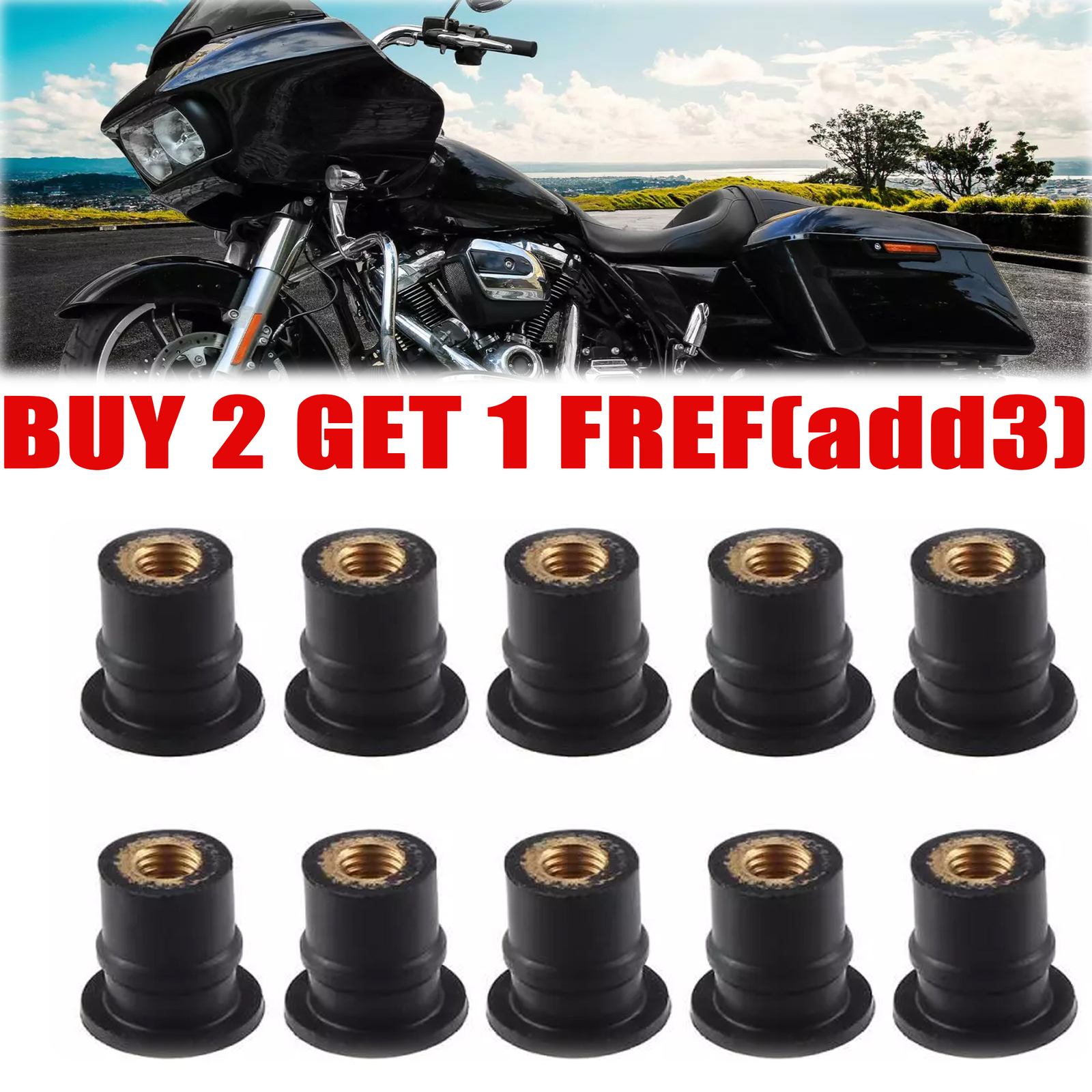 M5 Rubber Motorcycle Wellnut Metric Windscreen well Nuts Brass Nuts #M5 Wellnuts