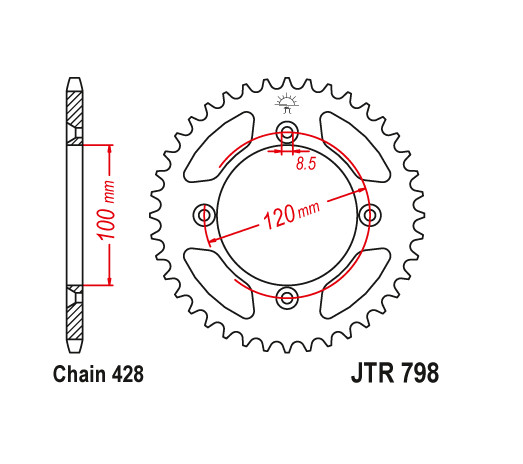 JT Steel Rear Sprocket 52T 52 Tooth YZ85 LW YZ80 1993-2023 RM80 RM85 L 1984-2023