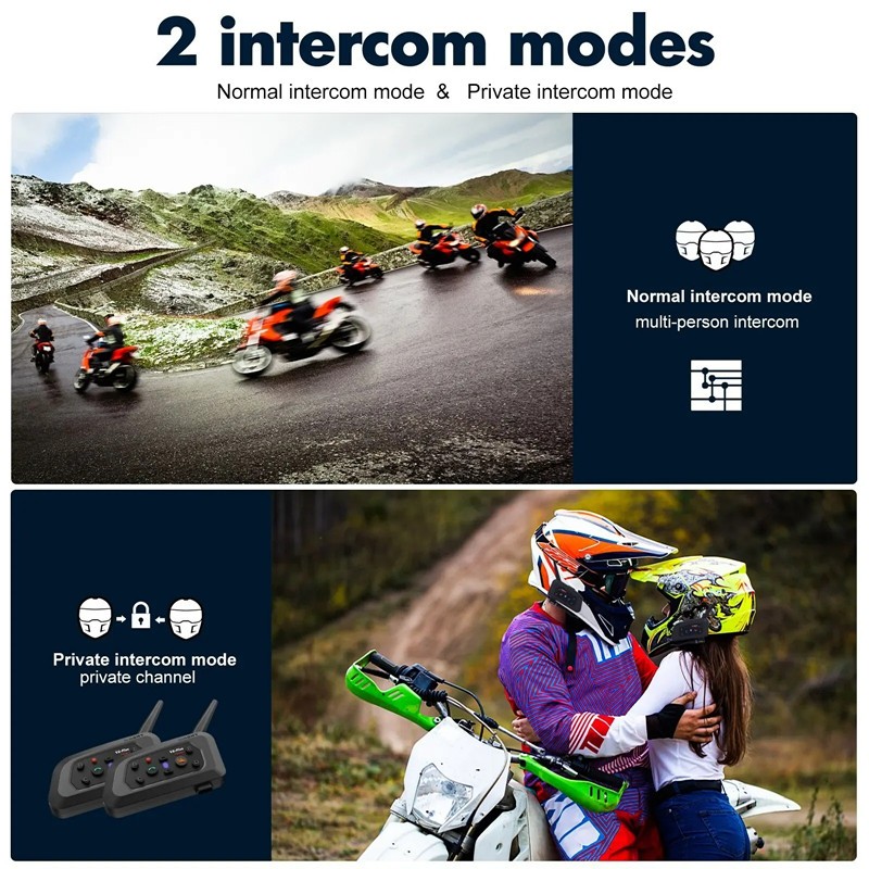 Motorcycle Helmet Bluetooth Headset Intercom Interphone Communicator Waterproof