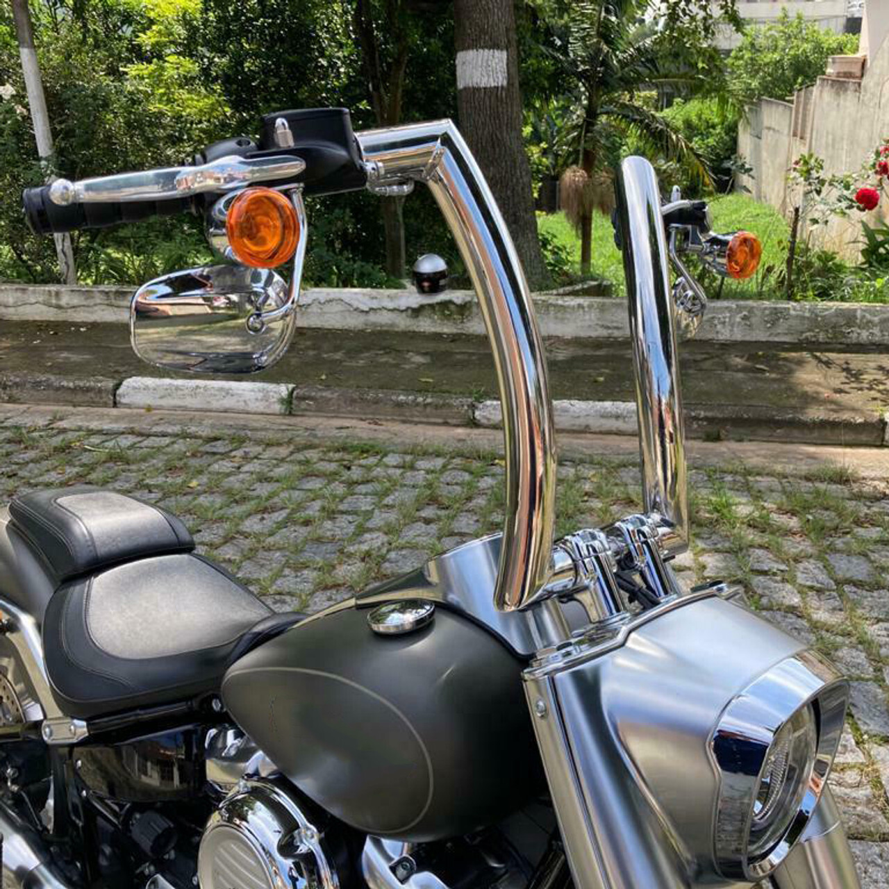 16″ Rise 2” Ape Hanger Handlebar Fit For Harley Road King Softail Deluxe Chrome