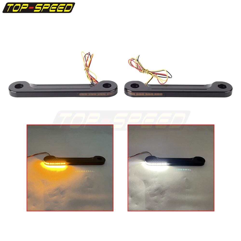 Flush Fork Amber Turn Signals Light White Running Light Brackets For Harley