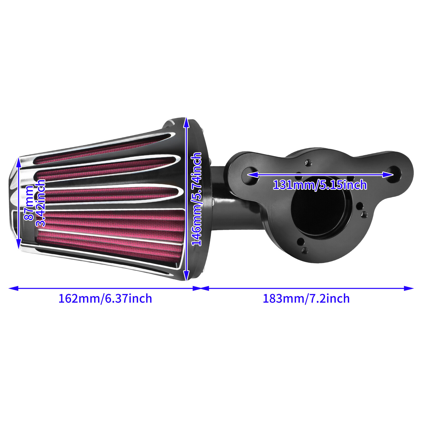 Black Cone Air Filter Gray Intake For Harley 04-2022 Sportster XL Iron 883 1200