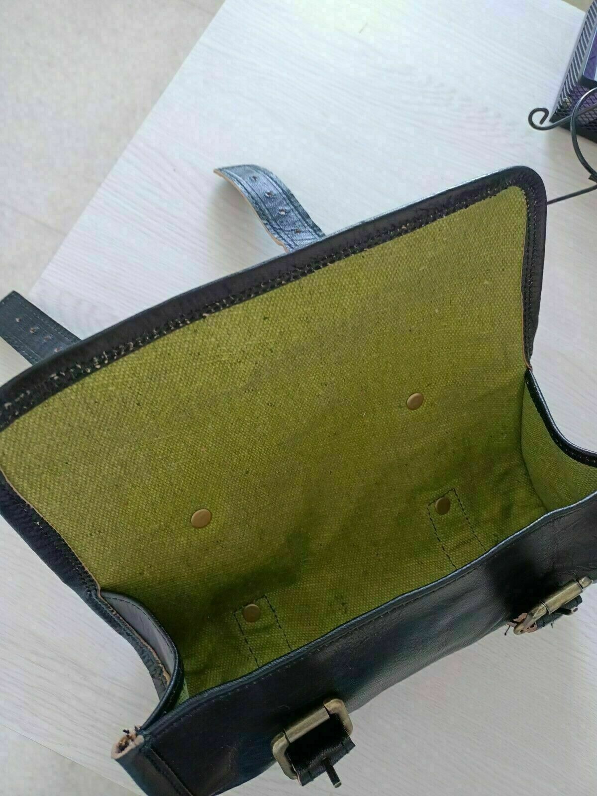 Real Black Goat Leather COMBO Motorcycle Saddle Bag Panniers Tool Pouch Side Bag