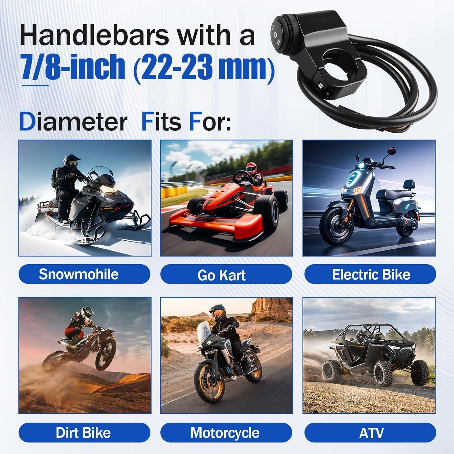 Durable Black 3-Position Headlight Switch for ATVs & Motorcycles – Rated