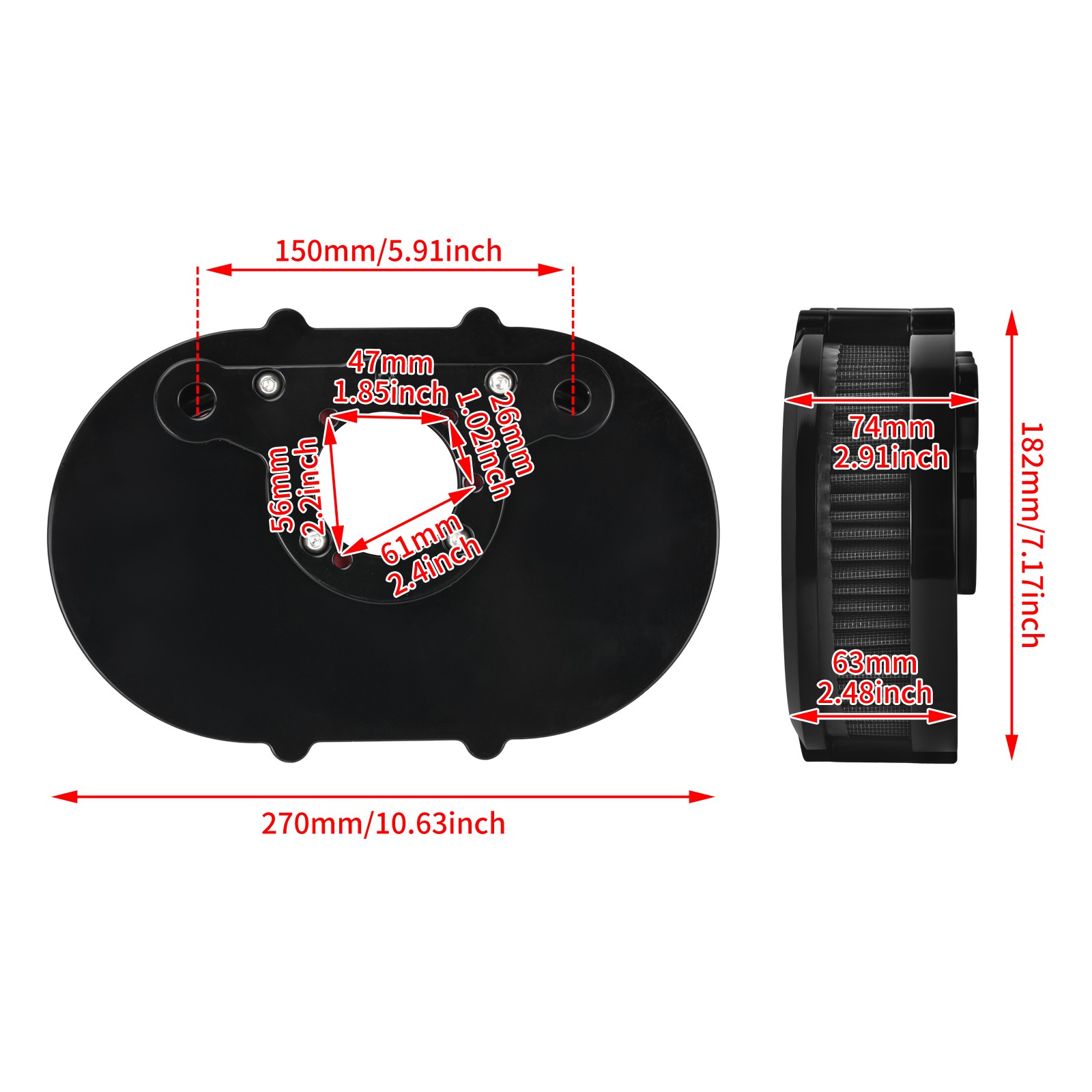 Air Cleaner Oval Intake Filter For Dyna Wide Super Glide Street Bob 2000-2017