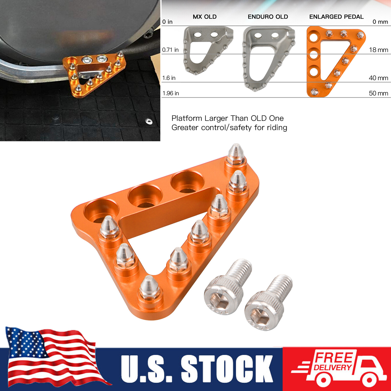 Wider Brake Pedal Step Plate Tip For KTM 125 200 300 350 450 500 EXC F 2004-2016