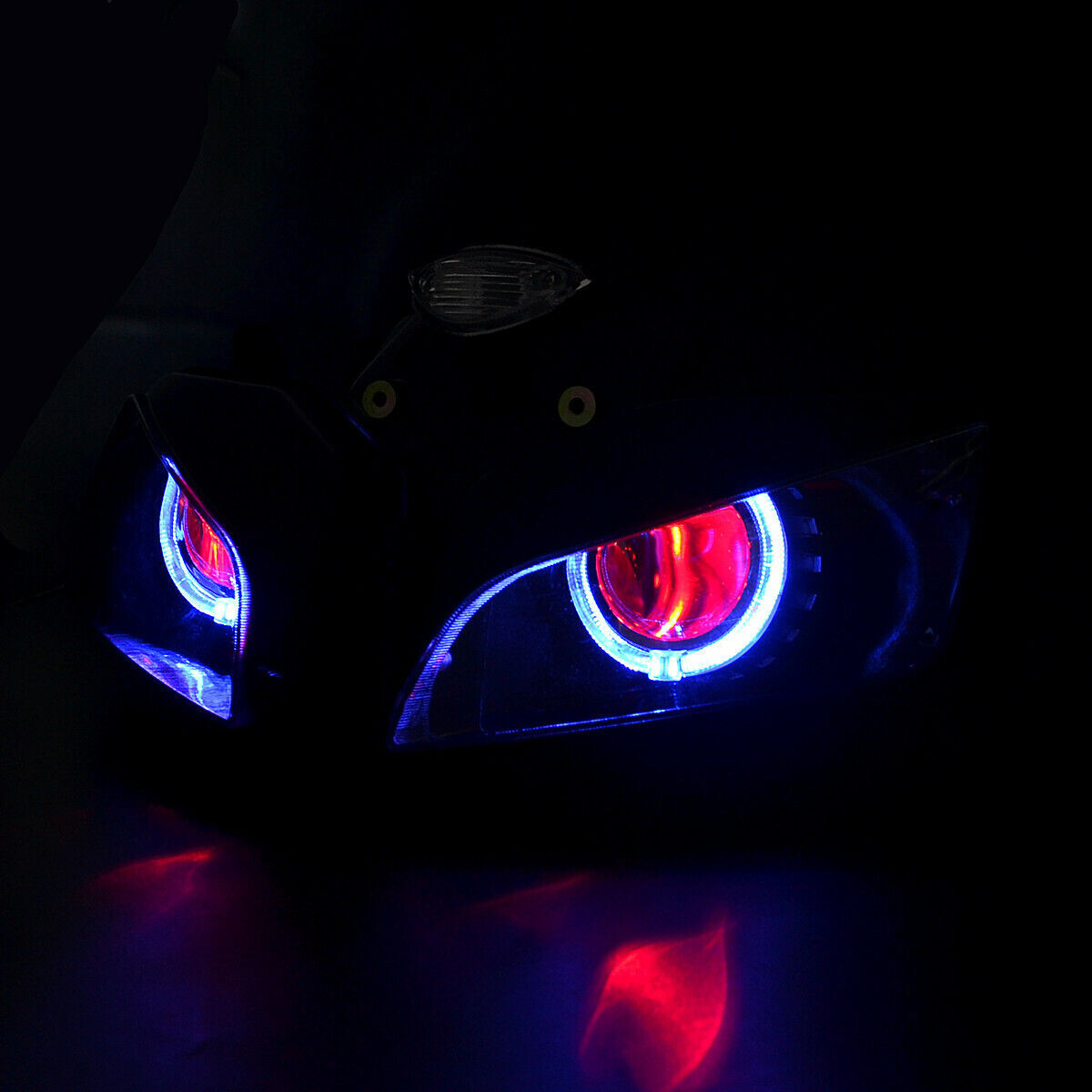 Headlight Assembly Blue Angel Eye Halo+Red Demon Eye For Honda CBR600RR 03-06 F5