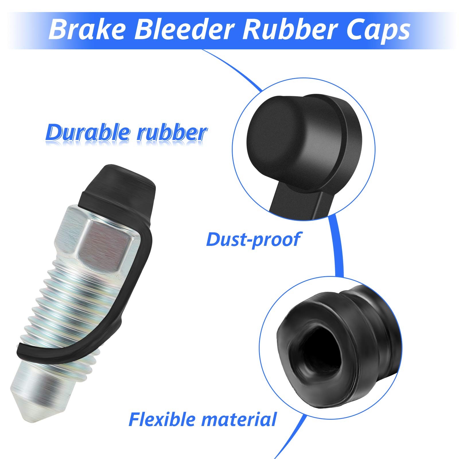 Frienda 50 Pack Brake Bleeder Cap Small Automotive 0.4 inches, black