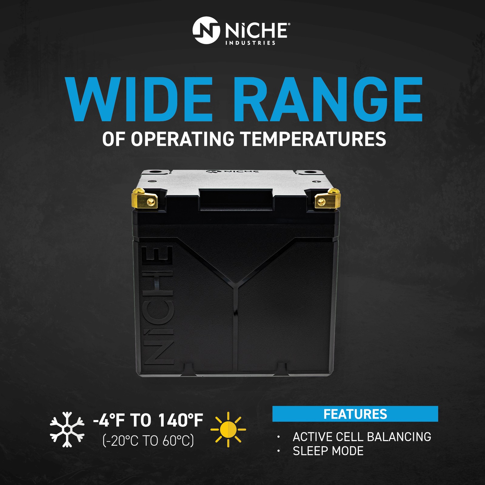 NICHE Lithium Battery YT12B-BS 12V 4Ah 240A for Yamaha Kawasaki Motorcycle